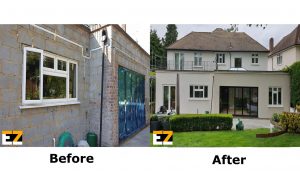 Before and After Photo of an External Rendering Project