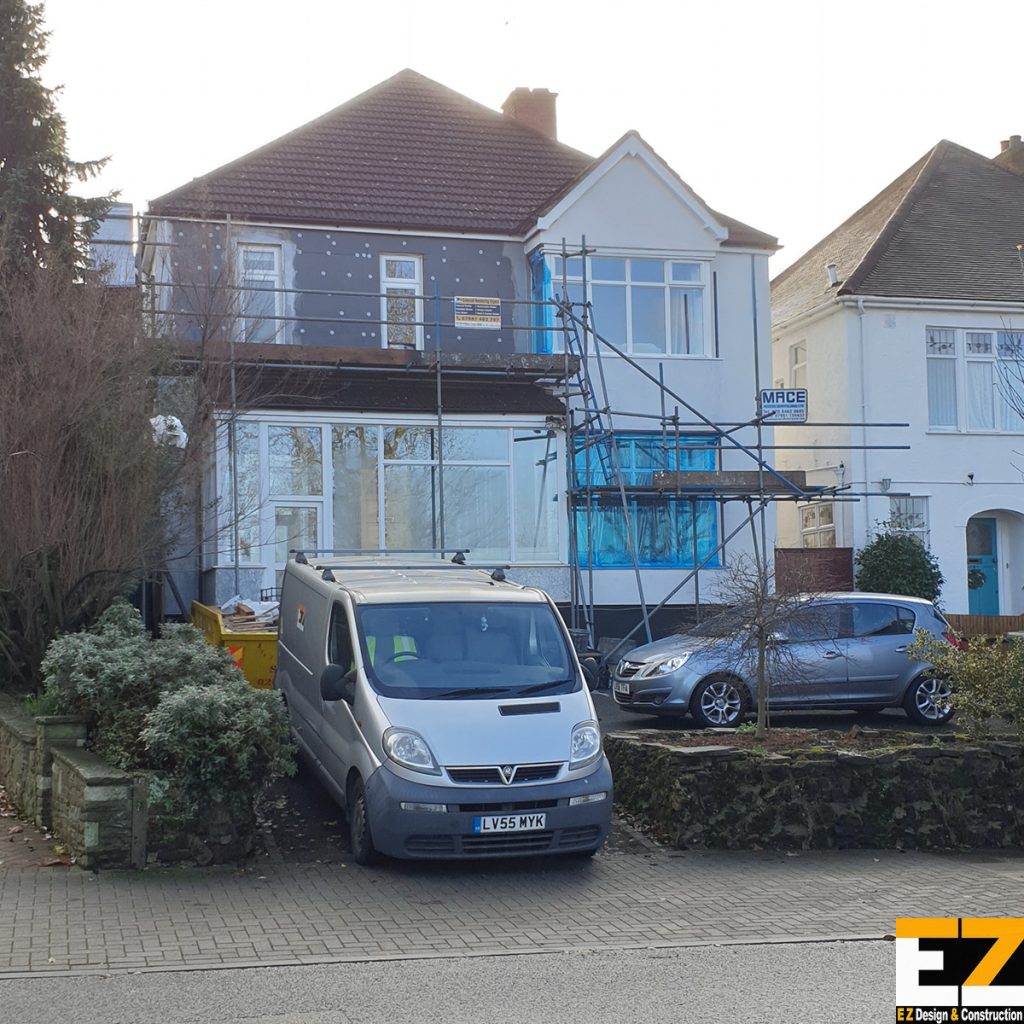 Basecoat and insulation stage during External Wall Insulation Beckenham works