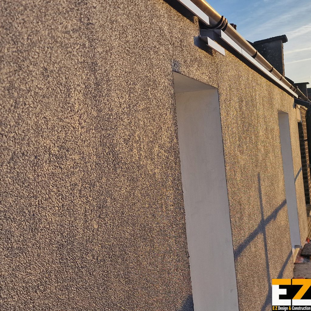 Silicone render finish Bexley close-up showing EWI-075 texture in Lead colour