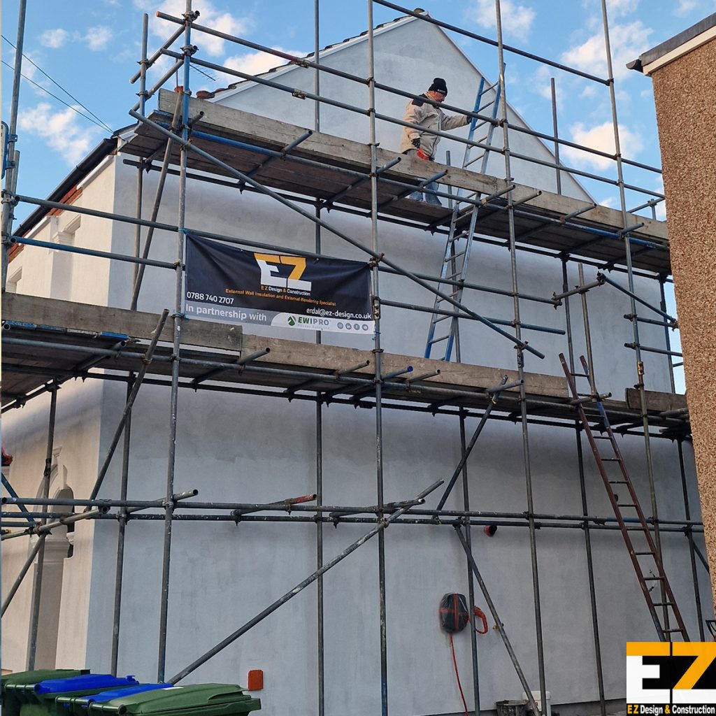 EWI Pro system installation Bexley showing primer application in progress
