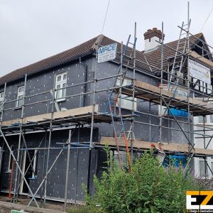 External wall insulation fully installed before finishing in Bromley