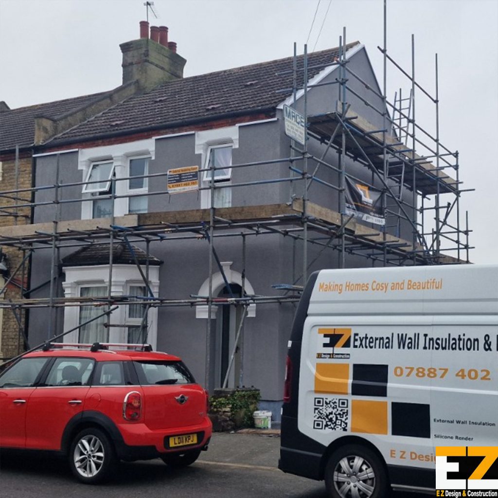 EWI installation Bexley project documentation – completed facade and site view