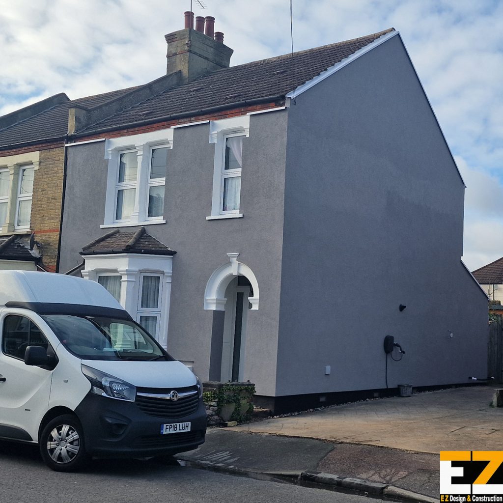 EWI installation Bexley – completed external wall insulation front and side street view