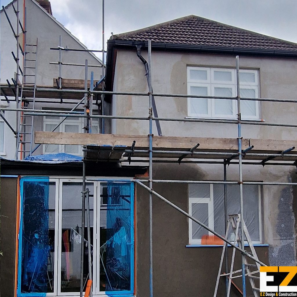 External Wall Insulation Swanley BR8 EPS basecoat application before primer and silicone finish
