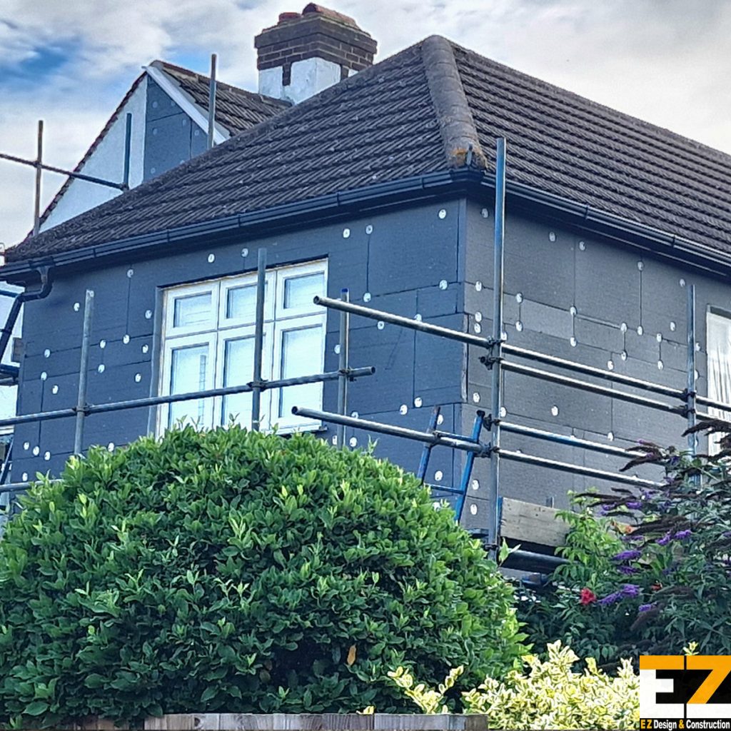 External Wall Insulation Swanley BR8 EPS insulation boards mechanically fixed to external walls